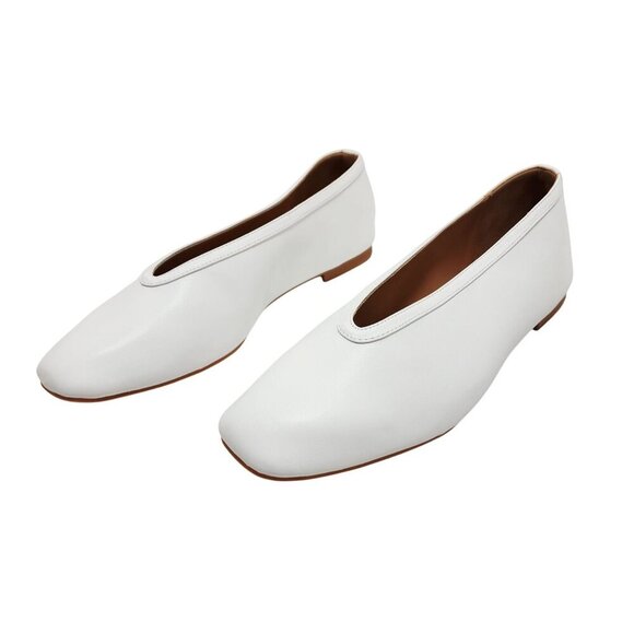 White Leather Womens Flats Shoes Size 10.5 - Picture 8 of 11